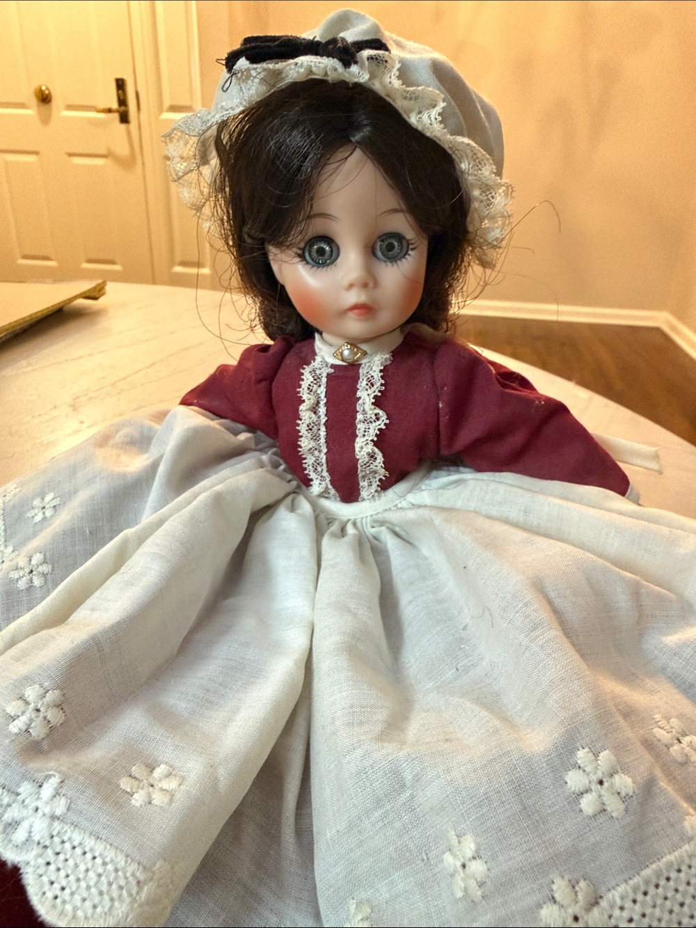 Madame Alexander Burgundy and White Porcelain Girl Doll